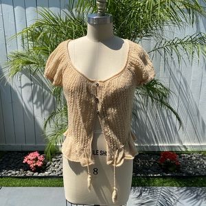 Free People Short Sleeve Open Knit Cardigan